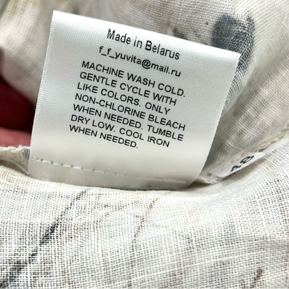 Yuvita, Butterflies & Tea Dress Luxury Linen Dress,Adorable Front Pockets,Size L - Picture 8 of 12